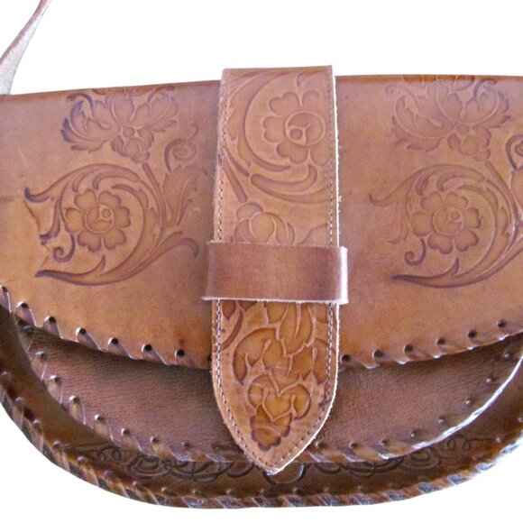 Vintage Handmade Tooled Leather Shoulder bag - Picture 5 of 8